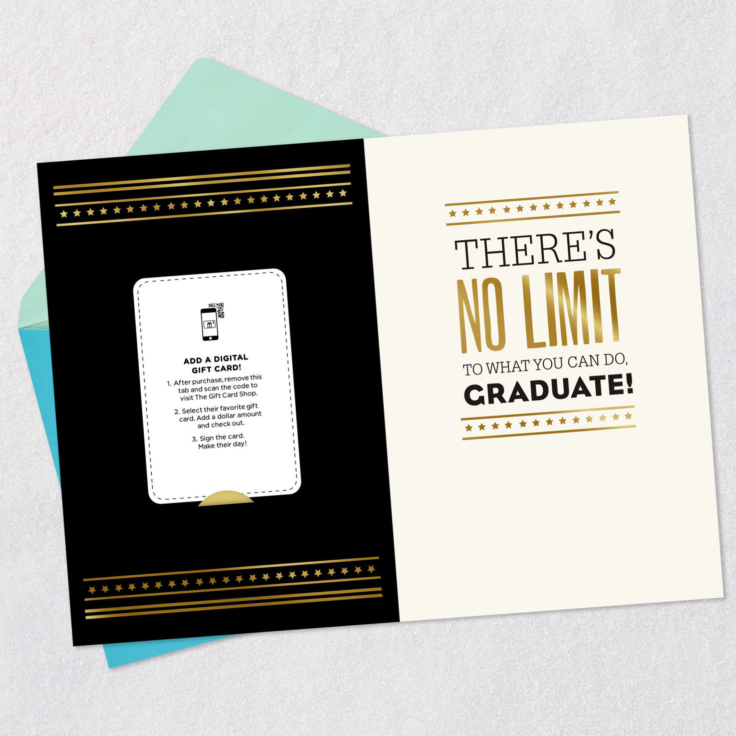 Black and Gold Quote Graduation Gift Card Greeting  image number 3