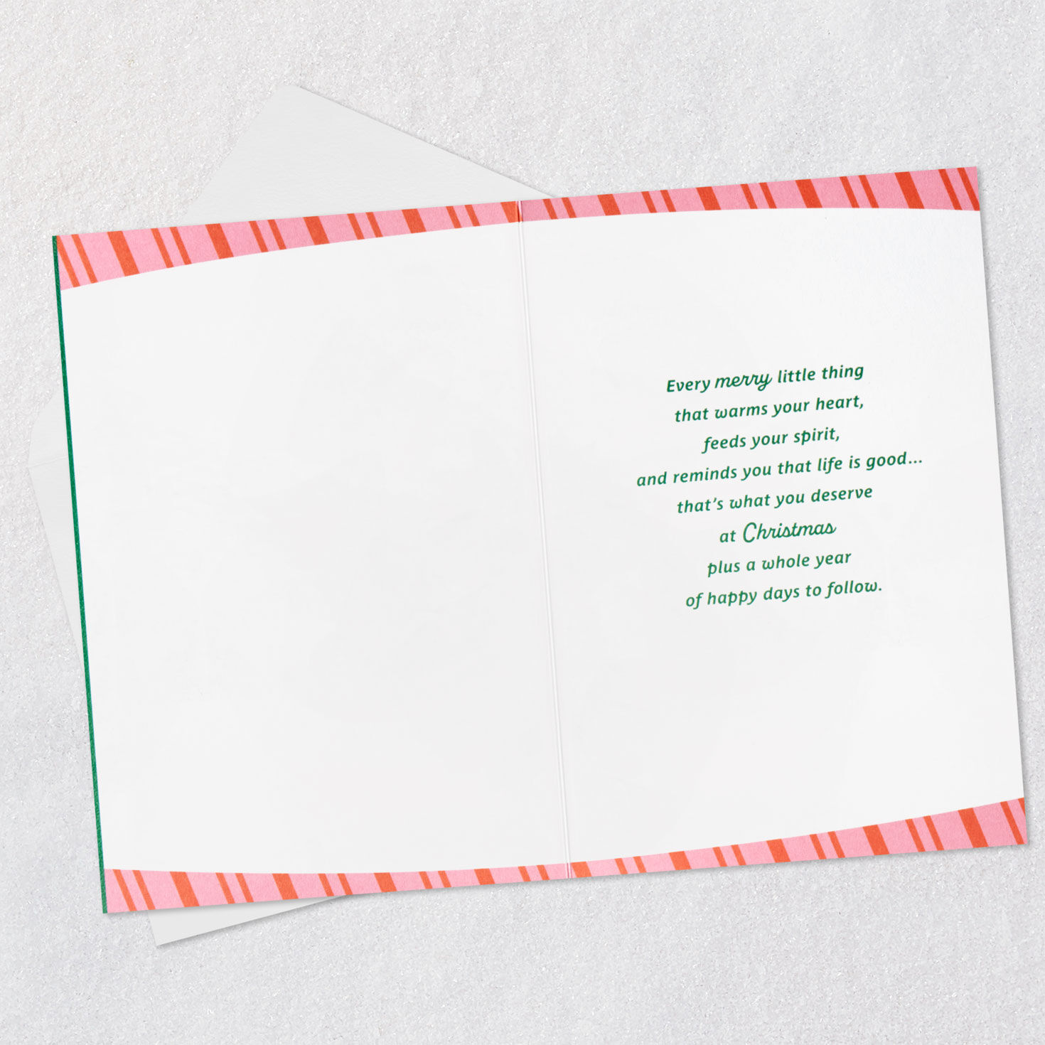 Green and Red Stripes Mom Christmas Card Open card with envelope image number 3