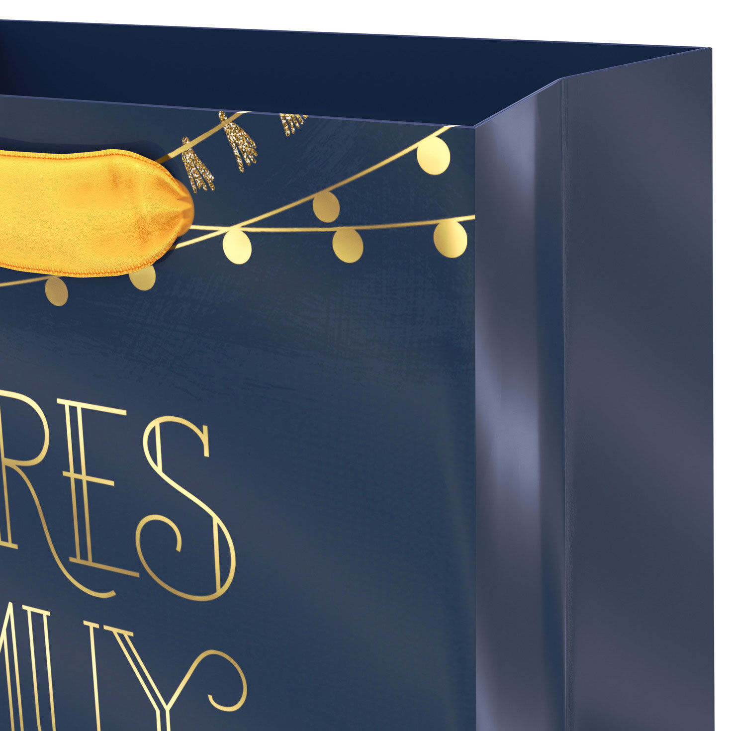 Spanish Language Small Navy Gift Bag Handle Detail image number 4