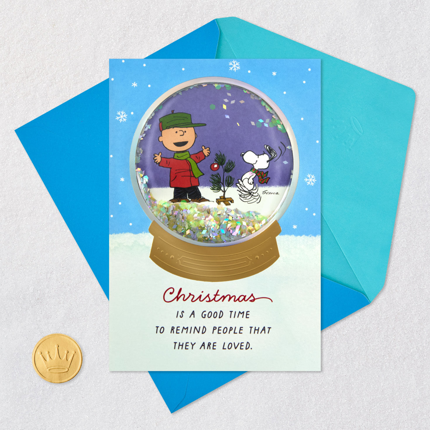 Charlie Brown and Peanuts Snow globe Card Card with envelope and Seal image number 6
