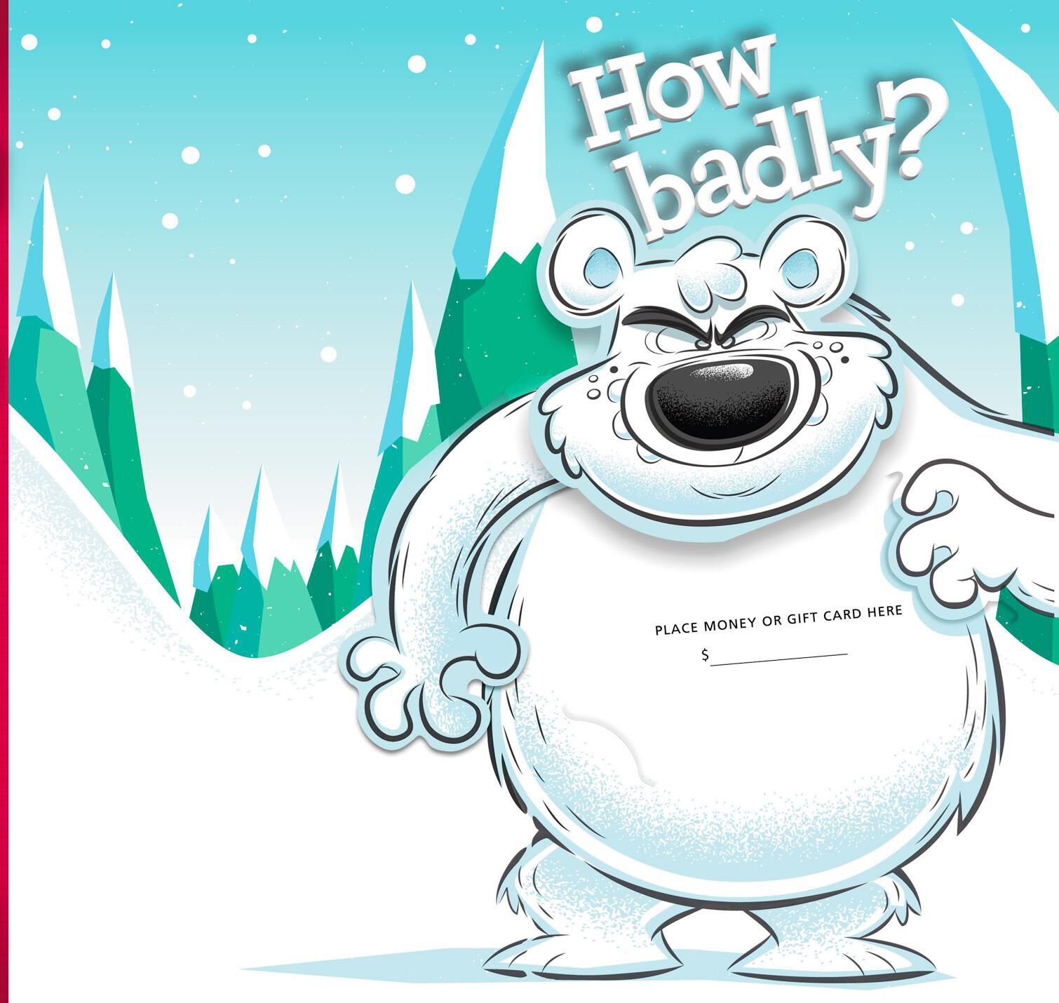 Polar Bear Pop Up Money Holder Christmas Card