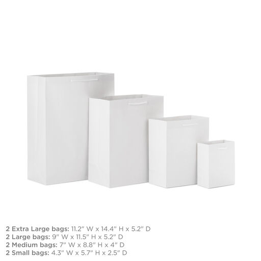 White Assorted Sizes 8-Pack Gift Bags, 