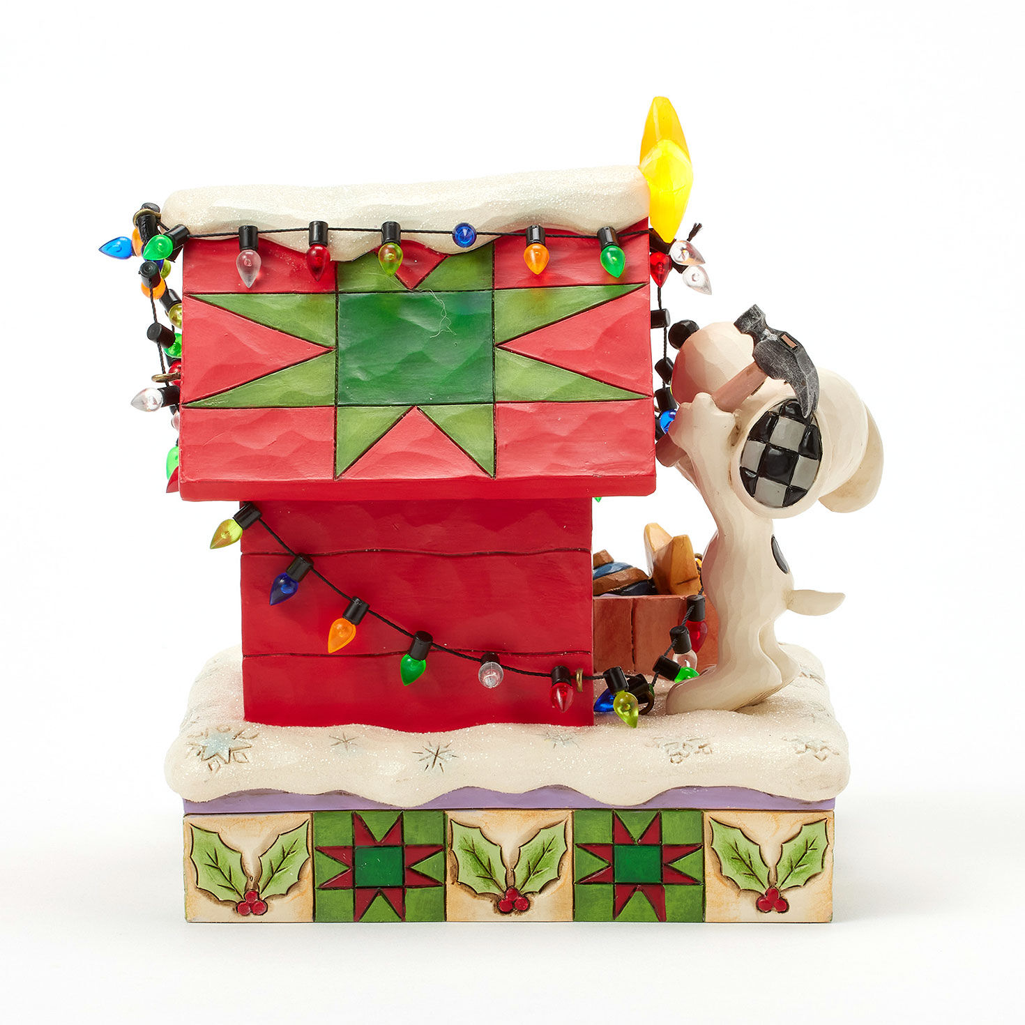Snoopy Decorates Doghouse for Holidays Figurine angled image number 4