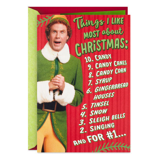 Elf Buddy the Elf™ Things I Like Most Musical Pop-Up Christmas Card, 