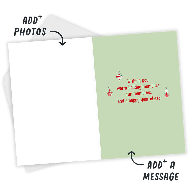 Script Greeting on Tree Personalized Christmas Card Open Card with Envelope indicating personalization image number 3