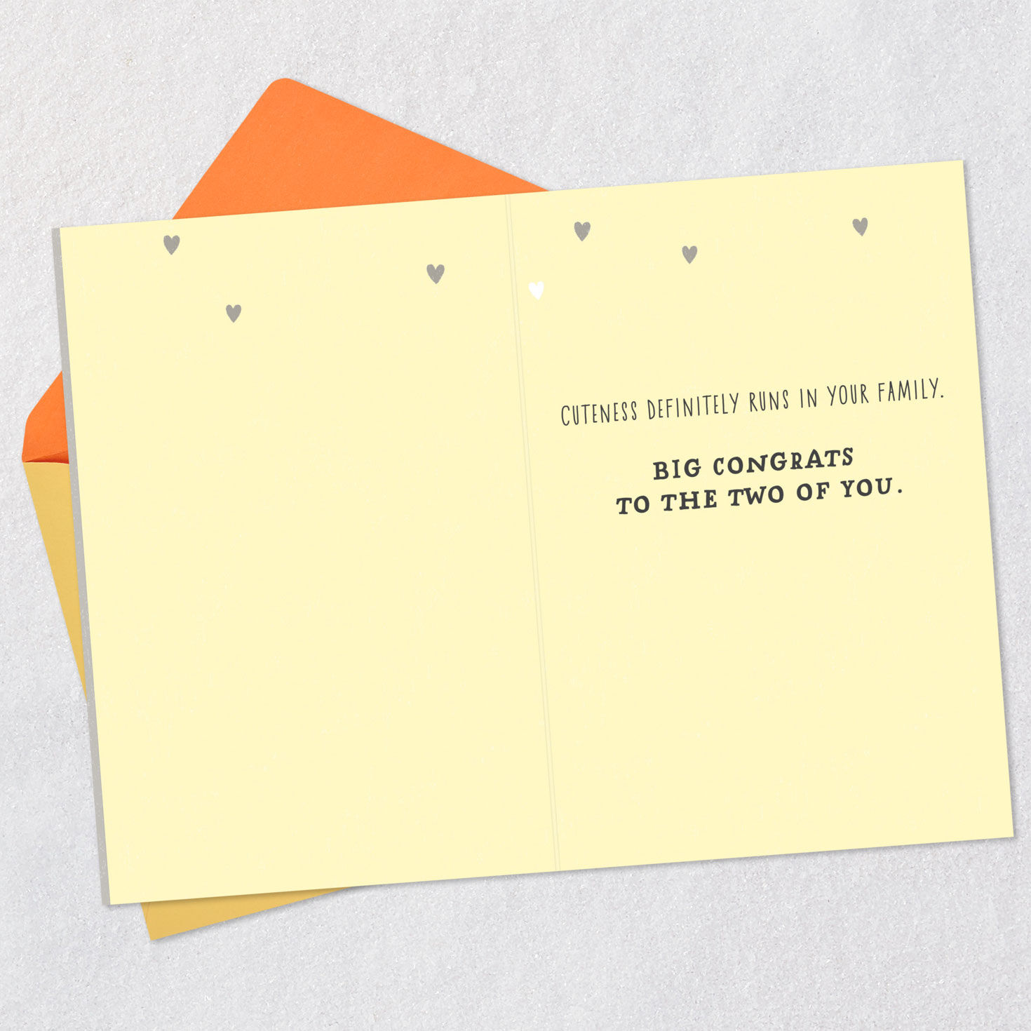 Big Shoes and Baby Shoes Pregnancy Congratulations Card Open card with envelope image number 3