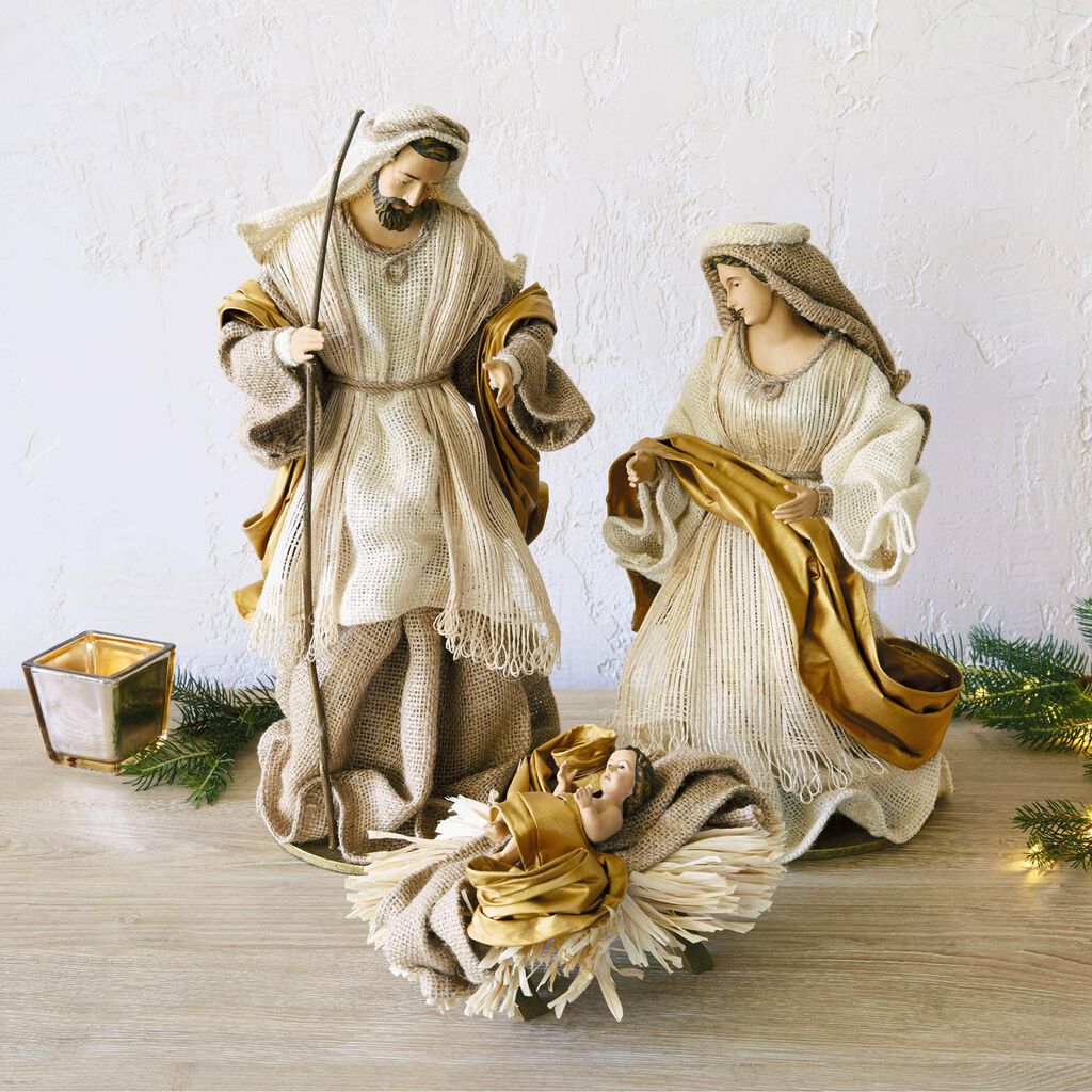 Fabric Holy Family Nativity Set 3 Pieces Figurines Hallmark Fabric Holy Family Nativity Set 3 Pieces