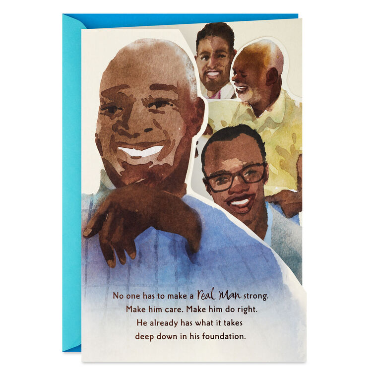 Black Men Watercolor Portraits Father's Day Card Card Front image number 1