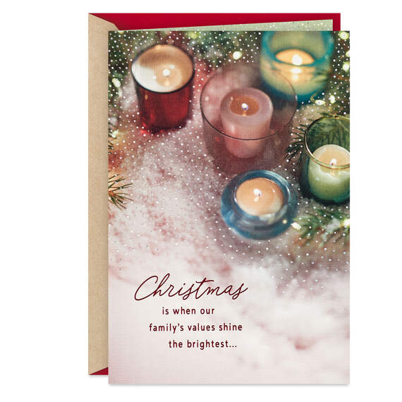 Our Family Values Shine Bright Christmas Card for Parents From All