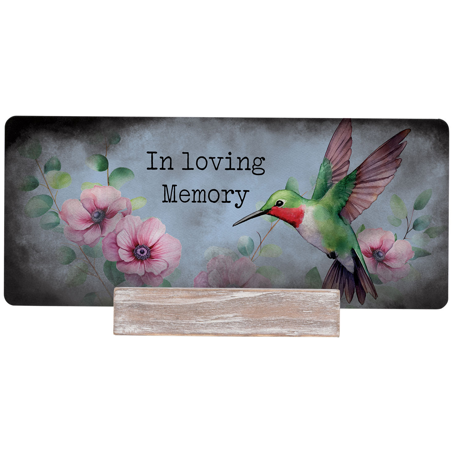 In Loving Memory Hummingbird Plaque With Stand front image number 1