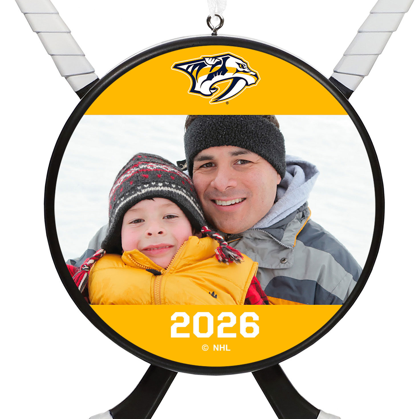 NHL Nashville Predators&reg; Hockey Personalized Ornament, Custom Photo and Text closeup view image number 5