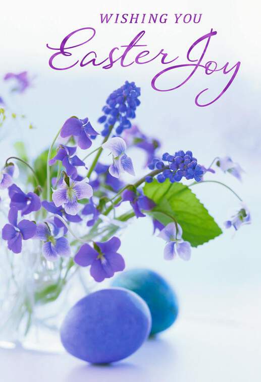 Violet Flowers Easter Cards, Pack of 6, , large image number 1