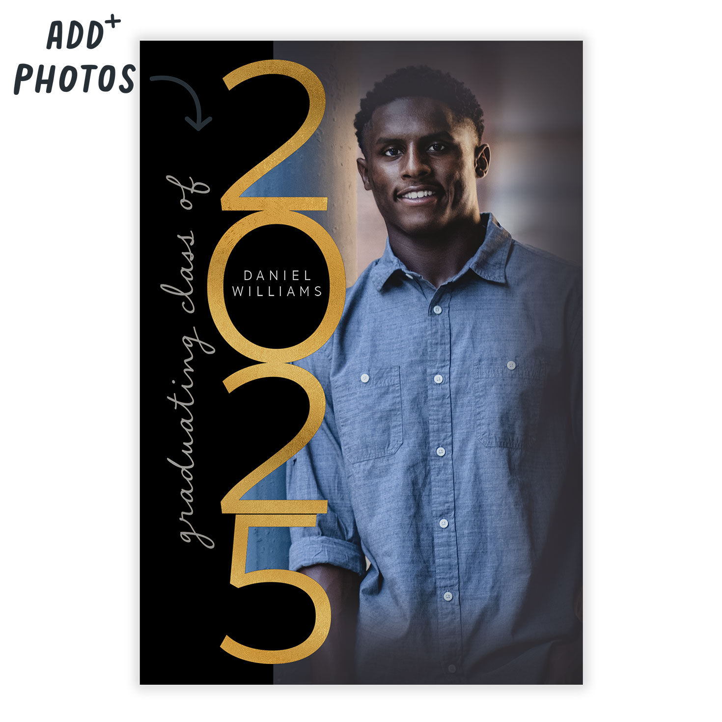 Black Gold 2025 Personalized Grad Card front with persoanalization image number 2