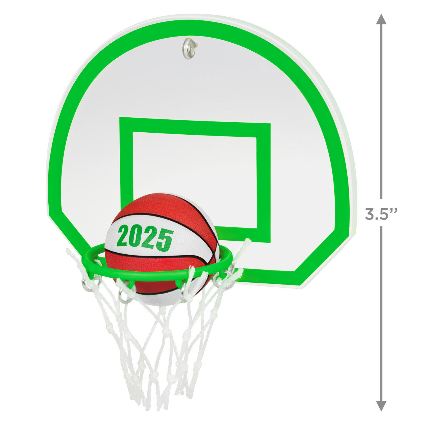 Basketball Hoop and Ball 2025 Keepsake Ornament measurement image number 3