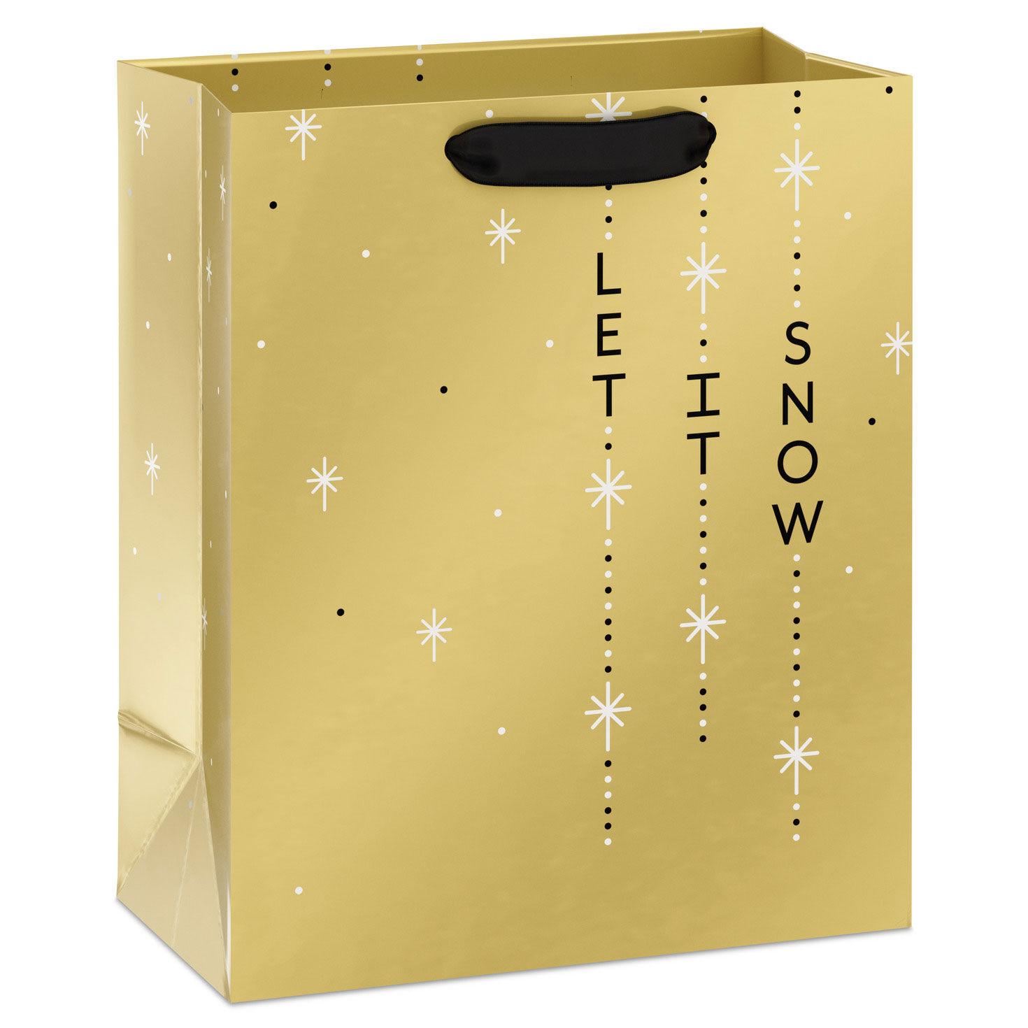 9.6" Let It Snow on Gold Medium Christmas Gift Bag