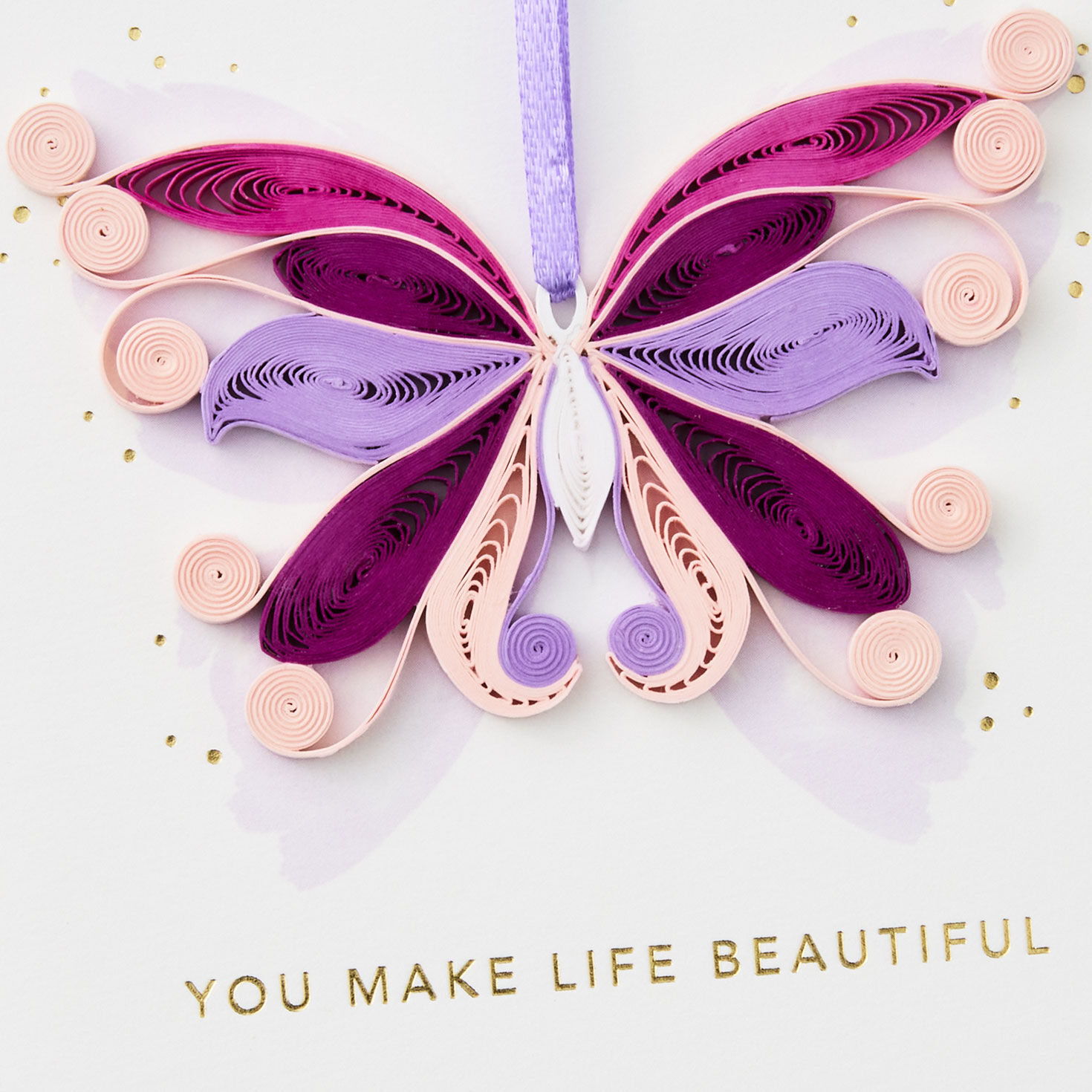 Quilled Pink and Purple Butterfly Birthday Card Card Front Detail image number 4