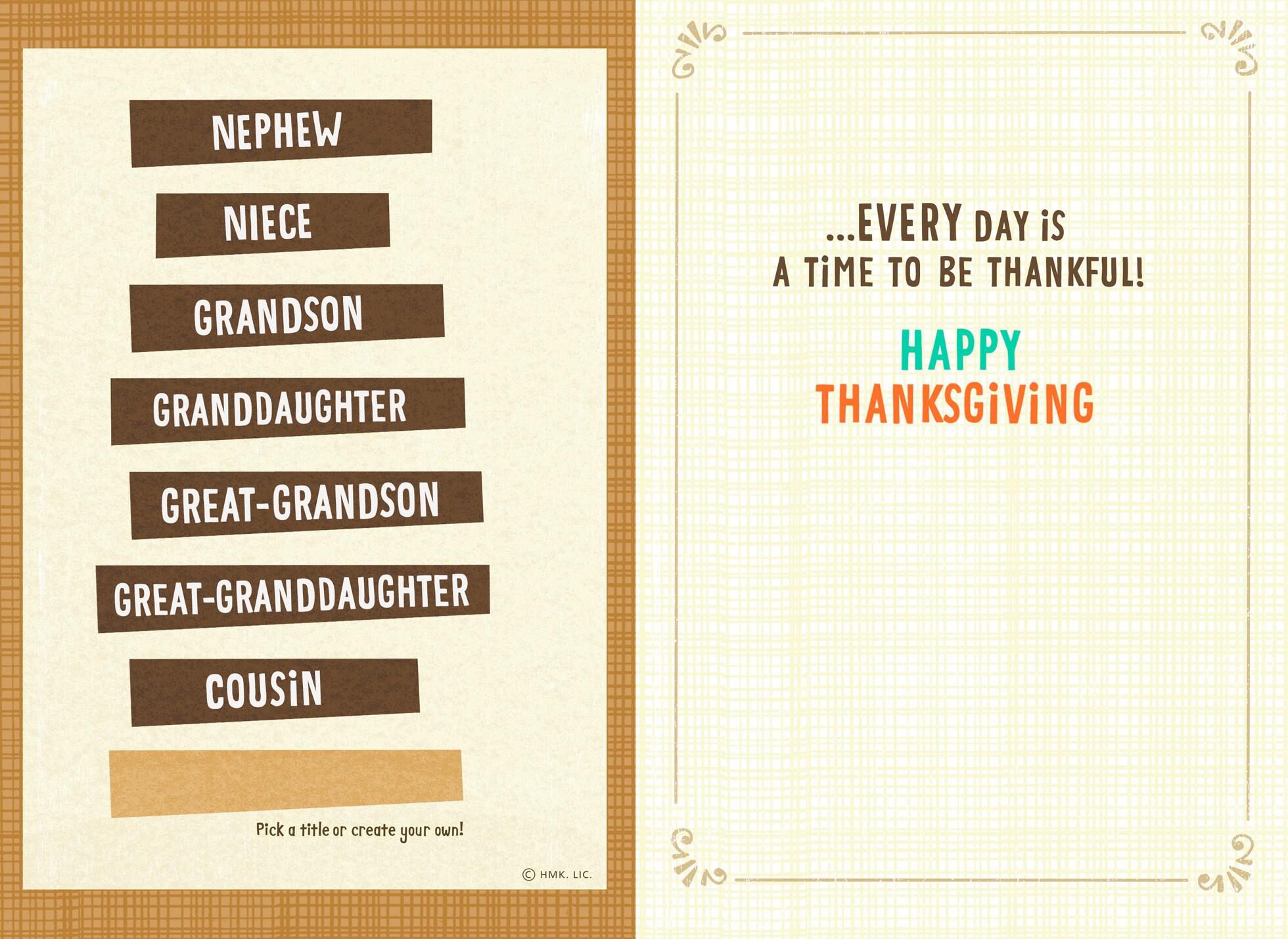 Raccoon Thanksgiving Card for Kids with Customizable Family Recipient Stickers