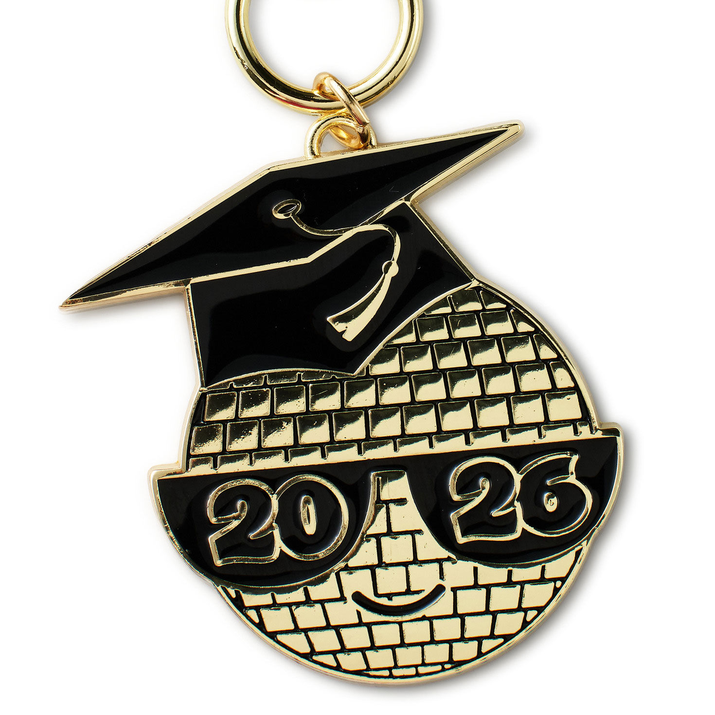 Gold Disco Ball 2026 Graduation Keychain upclose view image number 3