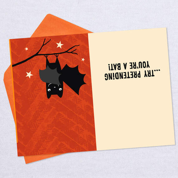 Pretend You're a Bat Upside-Down Funny Halloween Card, , large image number 3