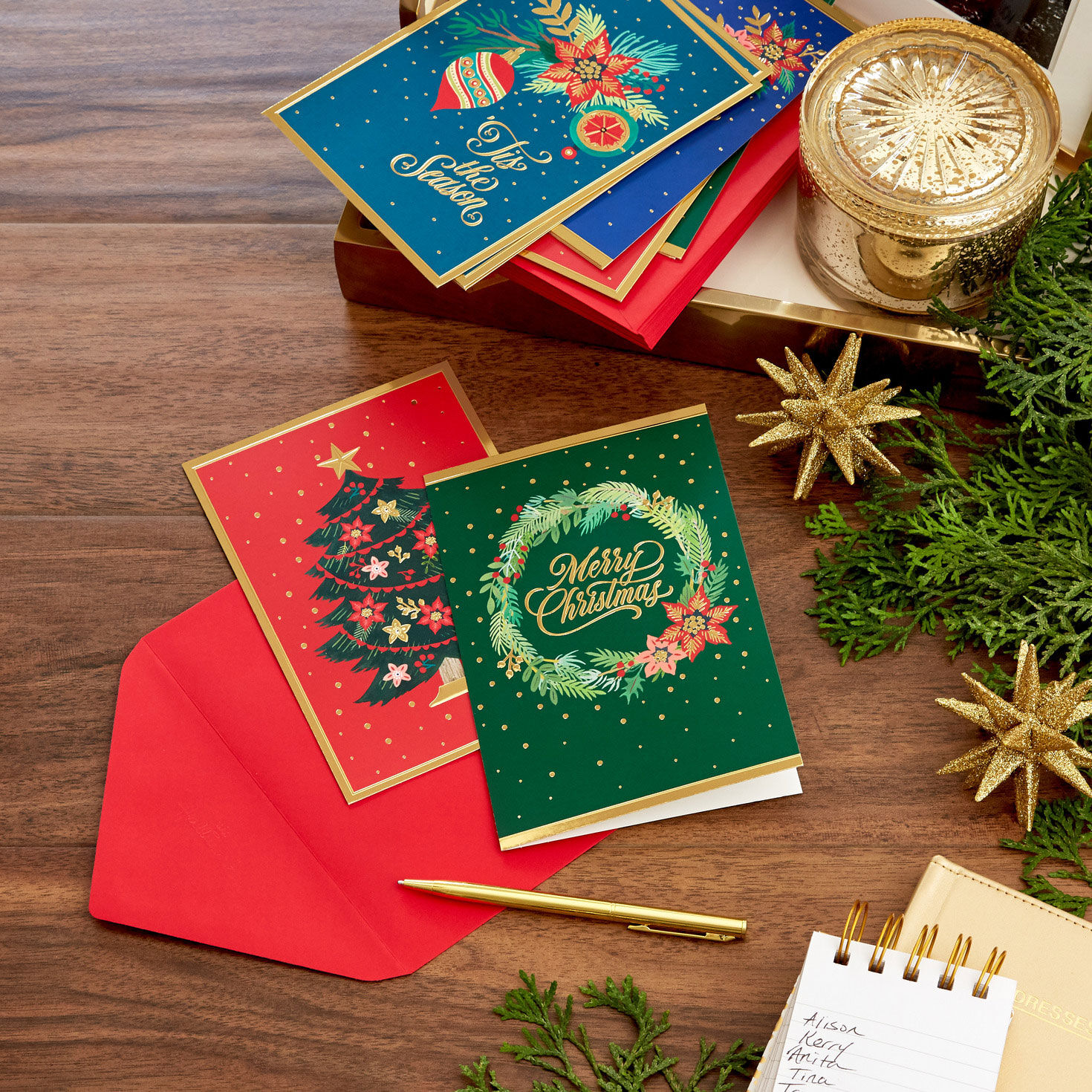Festive Foil Assorted Boxed Christmas Cards in use image number 7