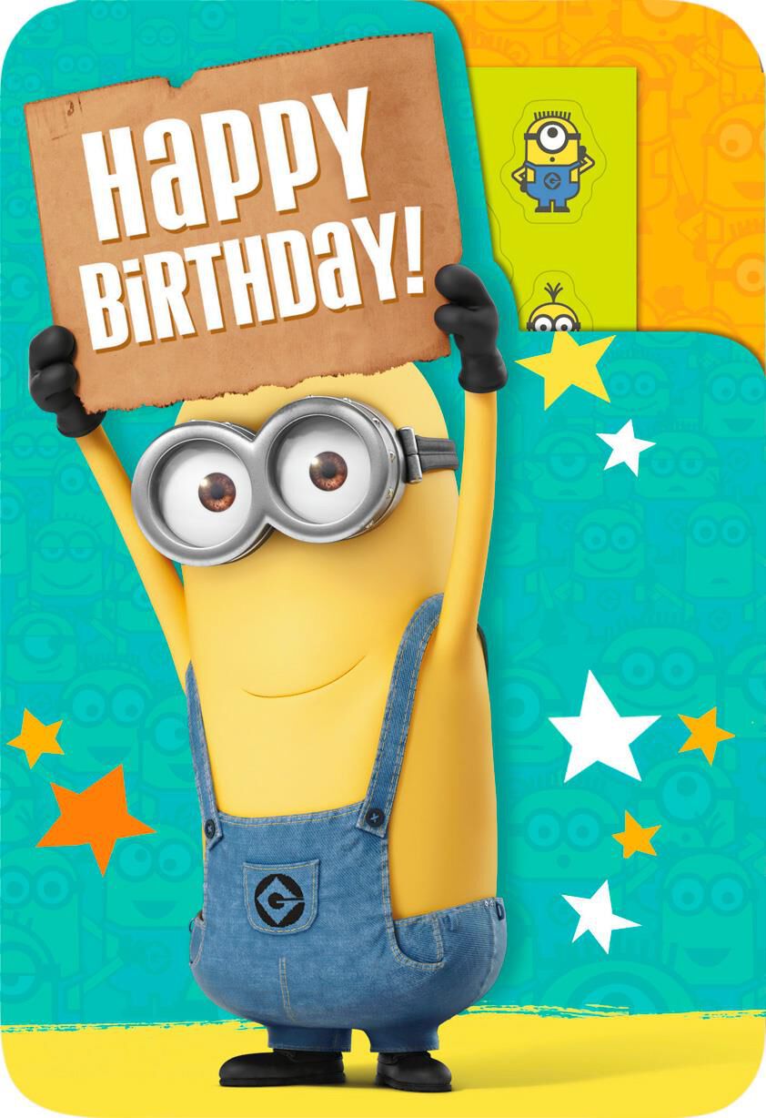 Despicable Me One in a Minion Birthday Card With Stickers
