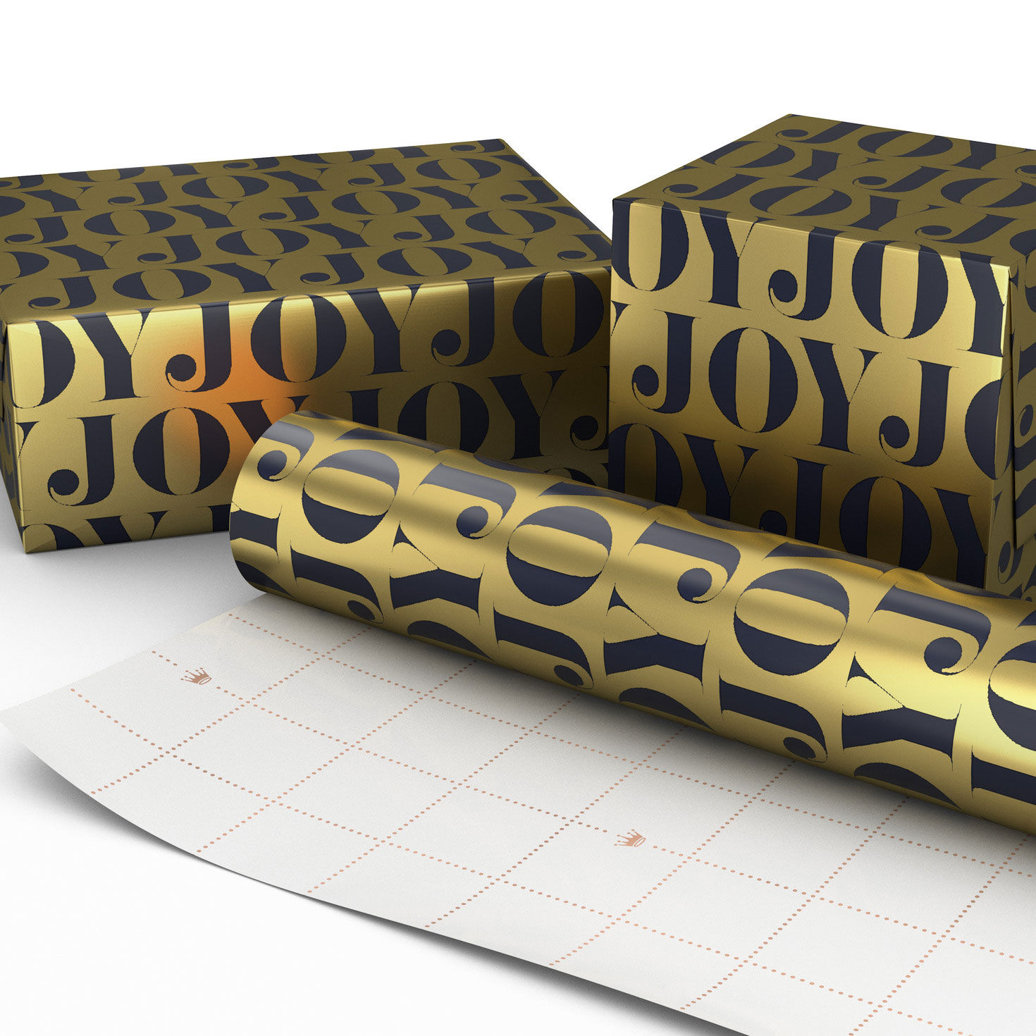 Joy on Gold Metallic Holiday Wrapping Paper Roll  image number 2
