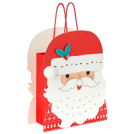 9.6" Die-Cut Santa Claus Medium Christmas Gift Bag, , large