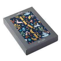 Gold Lettering on Blue Botanical Boxed Christmas Cards