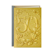 50th anniversary embossed golden card