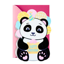 Pink and Blue Panda Kids Birthday Card