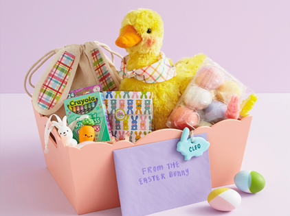 Custom Easter basket with gifts and a card