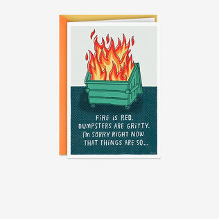 Dumpster Fire greeting card with envelope