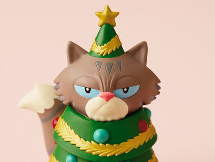 Grumpy cat in Christmas tree costume ornament