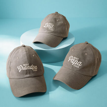 3 baseball caps embroidered with best dad, papa and grandpa ever