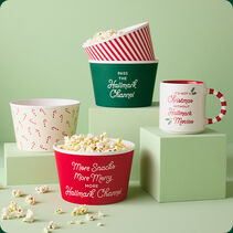 Hallmark Channel popcorn buckets and mug