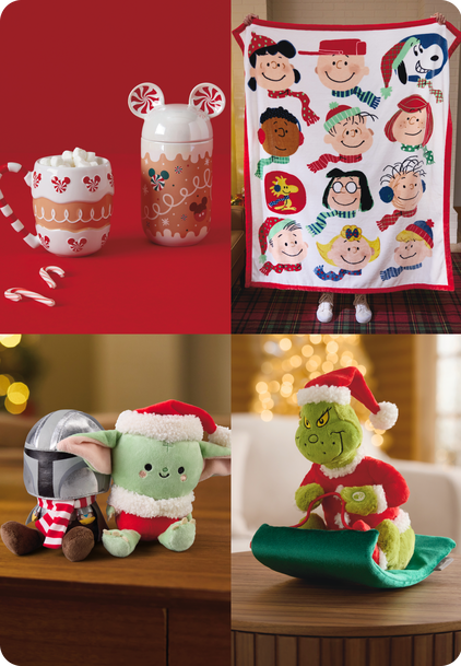 Disney, Mickey Mouse, Peanuts, the Mandalorian and Grinch gifts