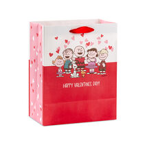 Peanuts&reg; Gang on Red and White Medium Valentines Day Gift Bag