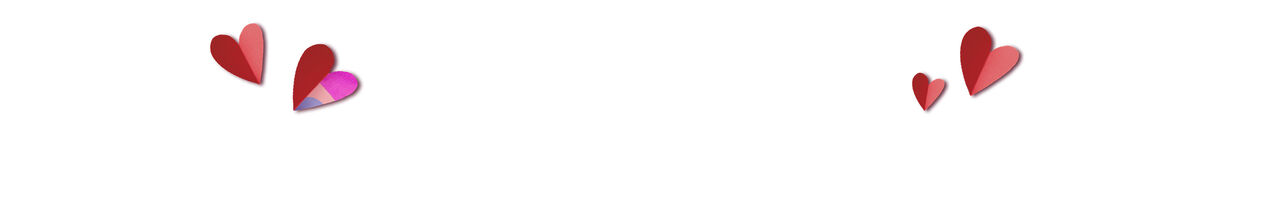 illustrated red hearts on a white background