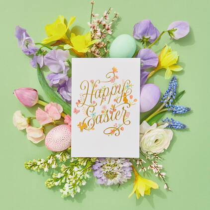 Easter card on light green background