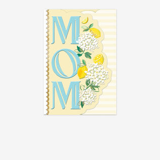 Mom Mothers Day card with lemons and white flowers