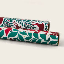 Greenery patterned gift wrap rolls.