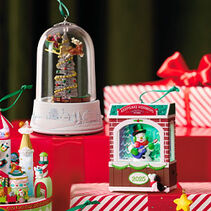 Santa’s Sleigh and Rock n’ Roll Snowman ornaments.