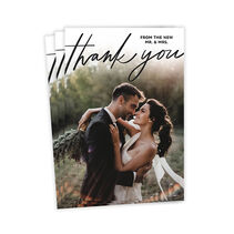 Black Script on Full Photo Wedding Thank-You Card