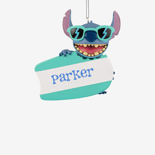 Stitch With Surfboard Personalized Text Ornament