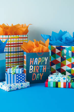 Wrapped gifts and gift bags