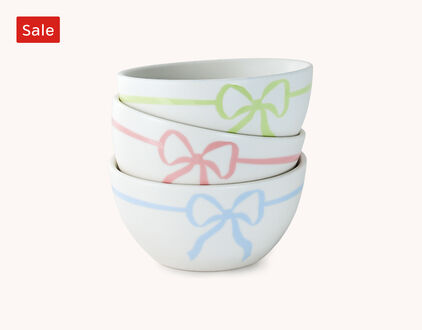 Sale Lacey Chabert Collection Pastel Bow Ceramic Bowls, Set of 3