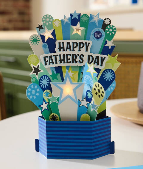 Pop-up card with Happy Fathers Day on it.