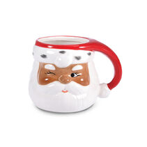 Winking Black Santa Holiday Sculpted Mug, 23.5 oz.