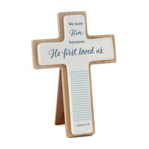 DaySpring wood and ceramic cross with scripture