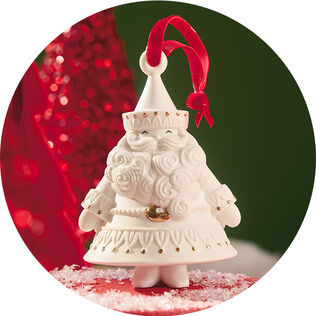 Ceramic Santa Claus with bejeweled accents ornaments.